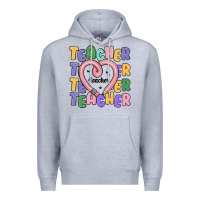 Heather Grey teacher and pencil heart Premium Hoodie - MaliasSmallBusiness
