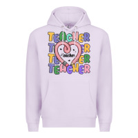 Lilac teacher and pencil heart Premium Hoodie - MaliasSmallBusiness