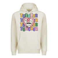 Oatmeal Heather teacher and pencil heart Premium Hoodie - MaliasSmallBusiness