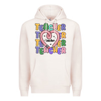 Pale Pink teacher and pencil heart Premium Hoodie - MaliasSmallBusiness