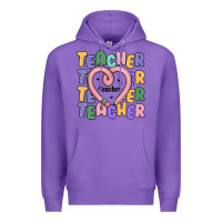 Purple teacher and pencil heart Premium Hoodie - MaliasSmallBusiness