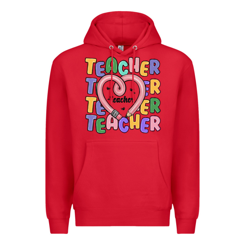 Teacher And Pencil Heart Premium Hoodie by MaliasSmallBusiness | Teevron