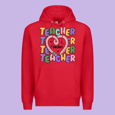 Teacher And Pencil Heart Premium Hoodie Designed By Maliassmallbusiness