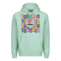 Seafoam teacher and pencil heart Premium Hoodie - MaliasSmallBusiness