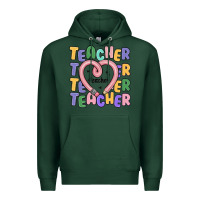 Sports Green teacher and pencil heart Premium Hoodie - MaliasSmallBusiness