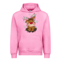 Fuchsia Pink Christmas reindeer Urban Hoodie - MaliasSmallBusiness
