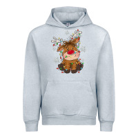 Heather Grey Christmas reindeer Urban Hoodie - MaliasSmallBusiness