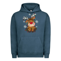 Pigment Midnight Navy Christmas reindeer Urban Hoodie - MaliasSmallBusiness