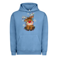 Pigment Pebble Blue Christmas reindeer Urban Hoodie - MaliasSmallBusiness