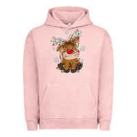 Pigment Salmon Christmas reindeer Urban Hoodie - MaliasSmallBusiness