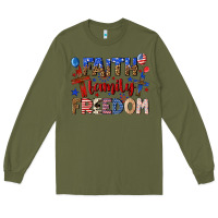 Army Green faith family freedom Long Sleeve Tee - texasbilliewilder