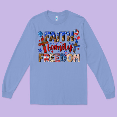 Long Sleeve Tee faith family freedom