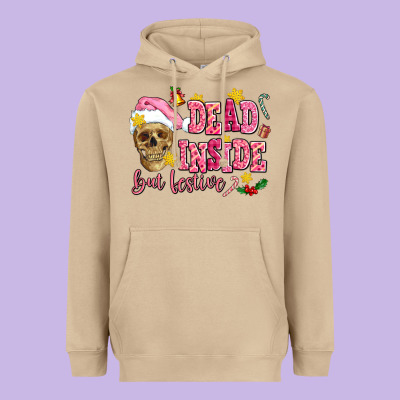 Dead Inside But Festive Heavyweight Hoodie Designed By Adodesignshop