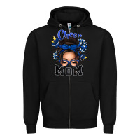 Black cheer mom messy bun Zipper Hoodie - texasbilliewilder