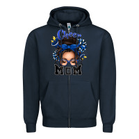 Navy cheer mom messy bun Zipper Hoodie - texasbilliewilder