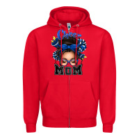 Red cheer mom messy bun Zipper Hoodie - texasbilliewilder