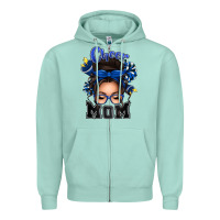 Seafoam cheer mom messy bun Zipper Hoodie - texasbilliewilder