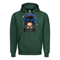 Sports Green cheer mom messy bun Zipper Hoodie - texasbilliewilder