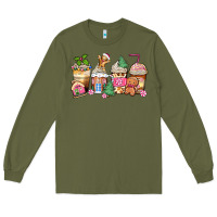 Army Green pink gingerbread coffee cups Long Sleeve Tee - Zillion Design Studio