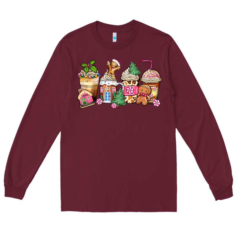 Pink Gingerbread Coffee Cups Long Sleeve Tee by Zillion Design Studio | Teevron