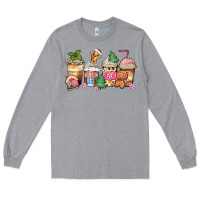 Heather Grey pink gingerbread coffee cups Long Sleeve Tee - Zillion Design Studio