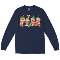 Navy pink gingerbread coffee cups Long Sleeve Tee - Zillion Design Studio