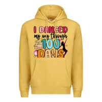 Antique Gold i danced my way through 100 days Premium Hoodie - MaliasSmallBusiness