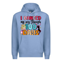 Colony Blue i danced my way through 100 days Premium Hoodie - MaliasSmallBusiness