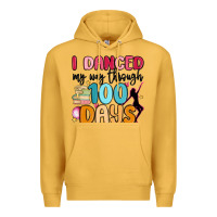Mustard i danced my way through 100 days Premium Hoodie - MaliasSmallBusiness