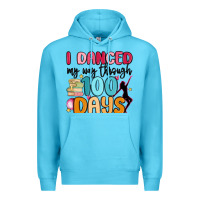 Ocean Blue i danced my way through 100 days Premium Hoodie - MaliasSmallBusiness