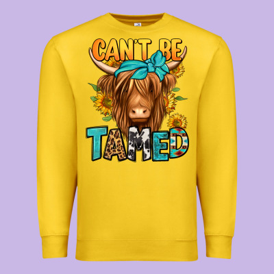 Can't Be Tamed Longhaired Cow Premium Sweatshirt Designed By Jasminsmagicworld