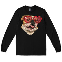 Black english bulldog with love glass Long Sleeve Tee - RanaPortraitStore