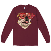 Burgundy english bulldog with love glass Long Sleeve Tee - RanaPortraitStore