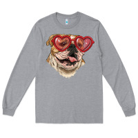 Heather Grey english bulldog with love glass Long Sleeve Tee - RanaPortraitStore