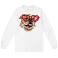 White english bulldog with love glass Long Sleeve Tee - RanaPortraitStore