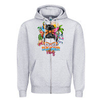 Heather Grey summer vibes messy bun Zipper Hoodie - Zillion Design Studio