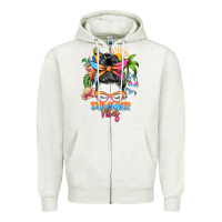 Oatmeal Heather summer vibes messy bun Zipper Hoodie - Zillion Design Studio