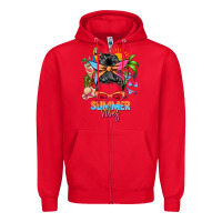 Red summer vibes messy bun Zipper Hoodie - Zillion Design Studio