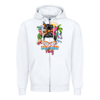 White summer vibes messy bun Zipper Hoodie - Zillion Design Studio
