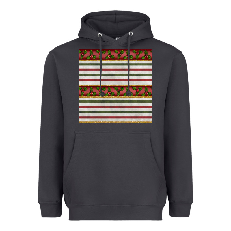 Christmas Mistletoe And Stripes Seamless Pattern Heavyweight Hoodie by BundleAndBundleShop | Teevron