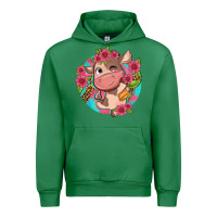 Emerald cute cow pink flowers and leopard pattern Urban Hoodie - NancyCooperArtShop