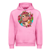 Fuchsia Pink cute cow pink flowers and leopard pattern Urban Hoodie - NancyCooperArtShop