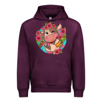 Mauve Wine cute cow pink flowers and leopard pattern Urban Hoodie - NancyCooperArtShop