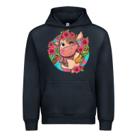 Navy cute cow pink flowers and leopard pattern Urban Hoodie - NancyCooperArtShop