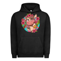 Pigment Black cute cow pink flowers and leopard pattern Urban Hoodie - NancyCooperArtShop