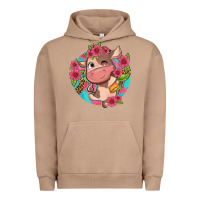 Pigment Burro cute cow pink flowers and leopard pattern Urban Hoodie - NancyCooperArtShop