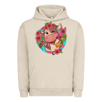 Pigment French Oak cute cow pink flowers and leopard pattern Urban Hoodie - NancyCooperArtShop
