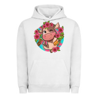 Pigment Lunar Rock cute cow pink flowers and leopard pattern Urban Hoodie - NancyCooperArtShop