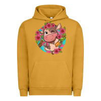 Pigment Peanut Butter cute cow pink flowers and leopard pattern Urban Hoodie - NancyCooperArtShop