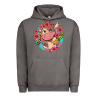 Cute Cow Pink Flowers And Leopard Pattern Urban Hoodie | Teevron